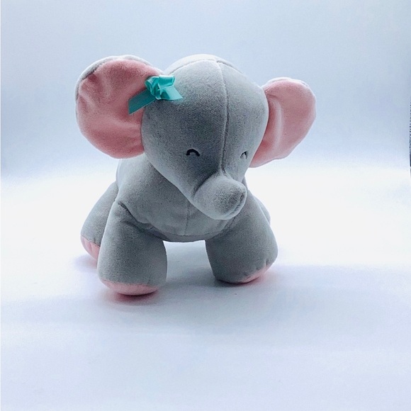 Carter's Musical Plush Elephant Gray With Green Bow Stuffed Animal 8" Tall - Picture 9 of 10